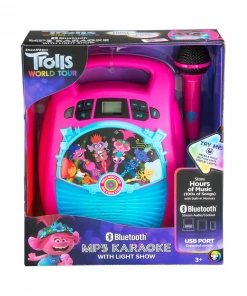 EKids Trolls: World Tour | Karaoke Machine With Bluetooth, LED Lightshow, USB & Internal Memory