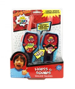 EKids Kids TV Ryan's World | Walkie Talkies With Extended Range, Lights & Sound Effects