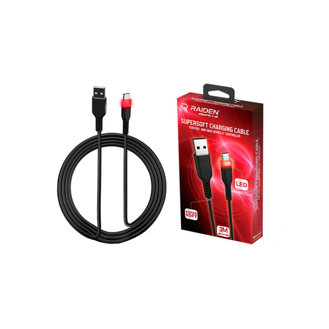 Subsonic Raiden | PS5 USB C Charging & Transfer Cable With Super-soft Anti Knot Cable & LED Backlight For PS5 Controller 1 Subsonic Raiden | PS5 USB C Charging & Transfer Cable With Super-soft Anti Knot Cable & LED Backlight For PS5 Controller