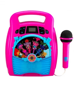 EKids Trolls: World Tour | Karaoke Machine With Bluetooth, LED Lightshow, USB & Internal Memory